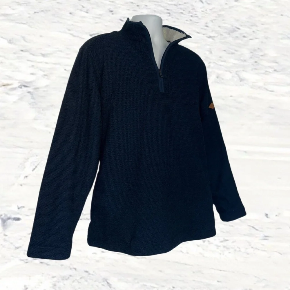Orvis Sherpa Lined Quarter Zip Pullover Jacket Men’s Large Navy Blue Fleece - Picture 6 of 11